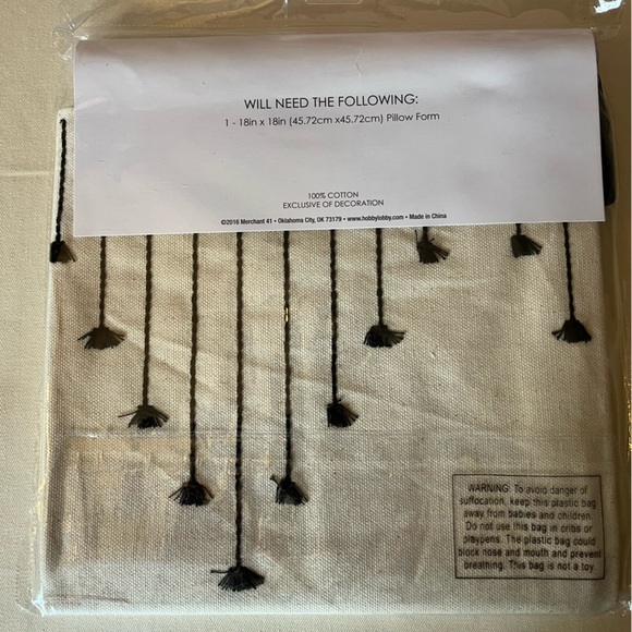 Merchant 41 Pillow Cover. Tan with Black Embroidered Accents. - Picture 2 of 5